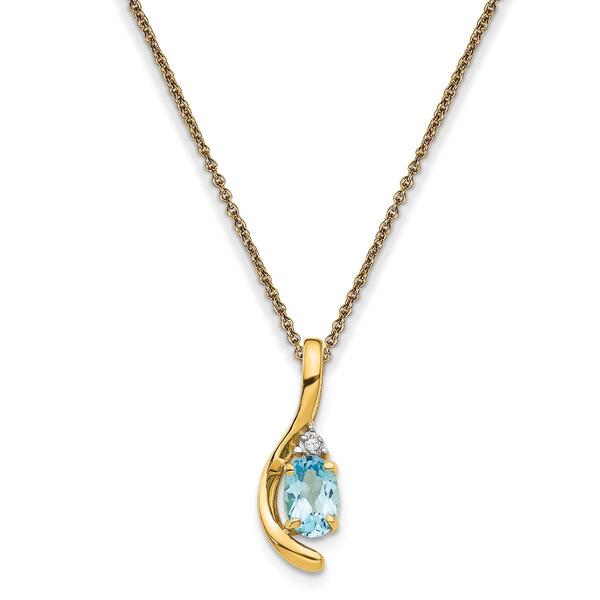 14k Yellow Gold Blue Topaz Necklace - image 