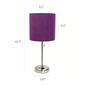 LimeLights Brush Steel Lamp w/Charge Outlet/Purple Shade-Set of 2 - image 7