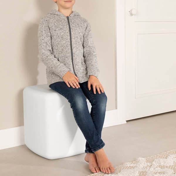 South Shore Sweedi White Lighted Kids Cube Stool