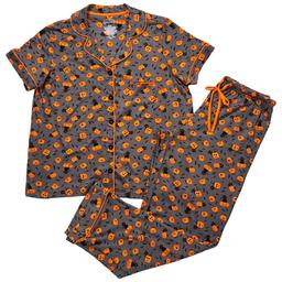 Womens Pillow Talk Short Sleeve Halloween Cats Pajama Set