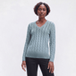 Womens Preswick & Moore® Long Sleeve Cable Knit V Neck Sweater - image 3