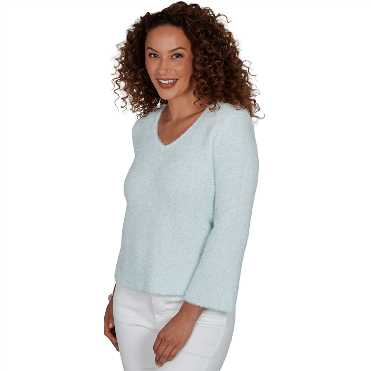 Petite Hearts of Palm Silver Linings Solid Eyelash Sweater