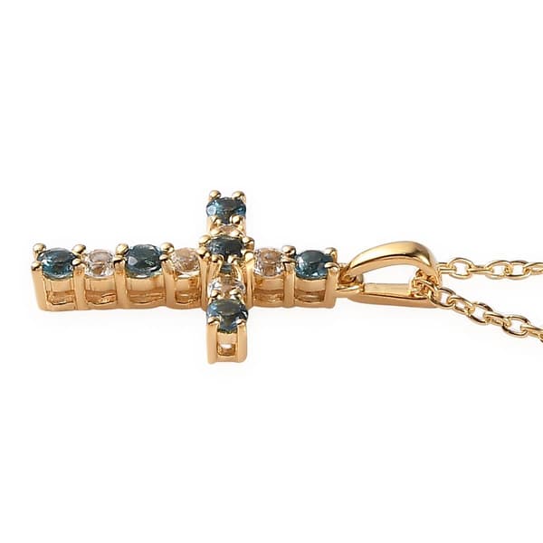 Gemstone Classics™ Blue Topaz & Created Sapphire Cross Pendant