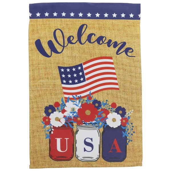 Northlight Seasonal Welcome Patriotic Mason Jars Garden Flag