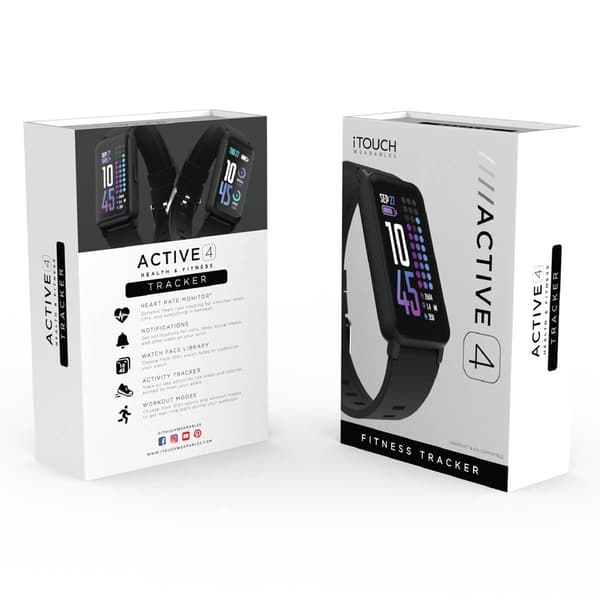 Womens iTouch Active 4 Black Strap Fitness Tracker TC4S01-G02
