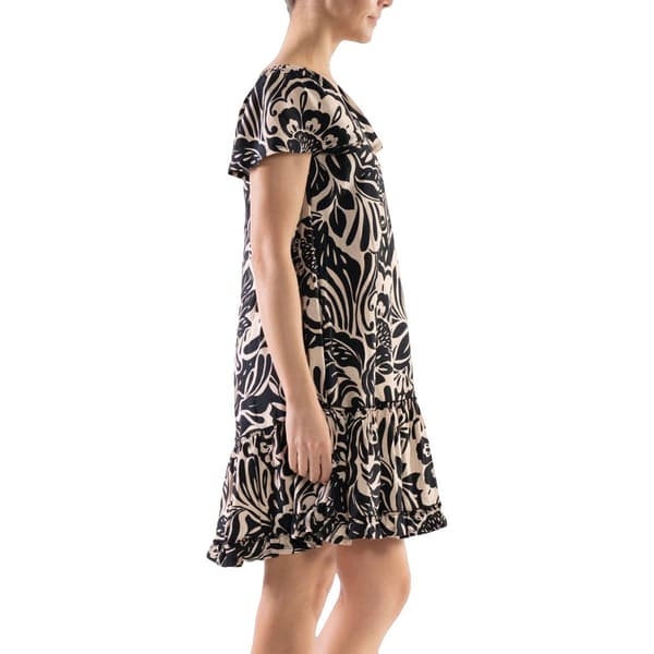 Petite Robbie Bee Short Puff Sleeve Floral Ruffle Hem Dress