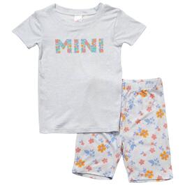 Little Girls Jaclyn Short Sleeve Mini Flowers Daughter Pajama Set