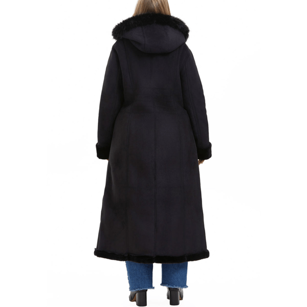 Womens BGSD Gianna Hooded Faux Shearling Long Coat
