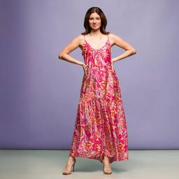 Womens 24/7Comfort Apparel Pink Spaghetti Strap Maxi Dress