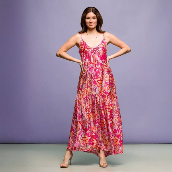 Womens 24/7Comfort Apparel Pink Spaghetti Strap Maxi Dress