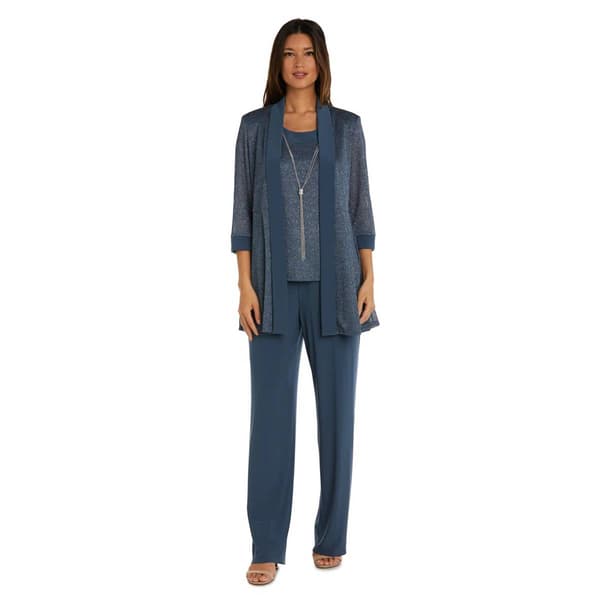 Womens R&M Richards 2-Piece Mock Metallic Rib Pants Set - image 