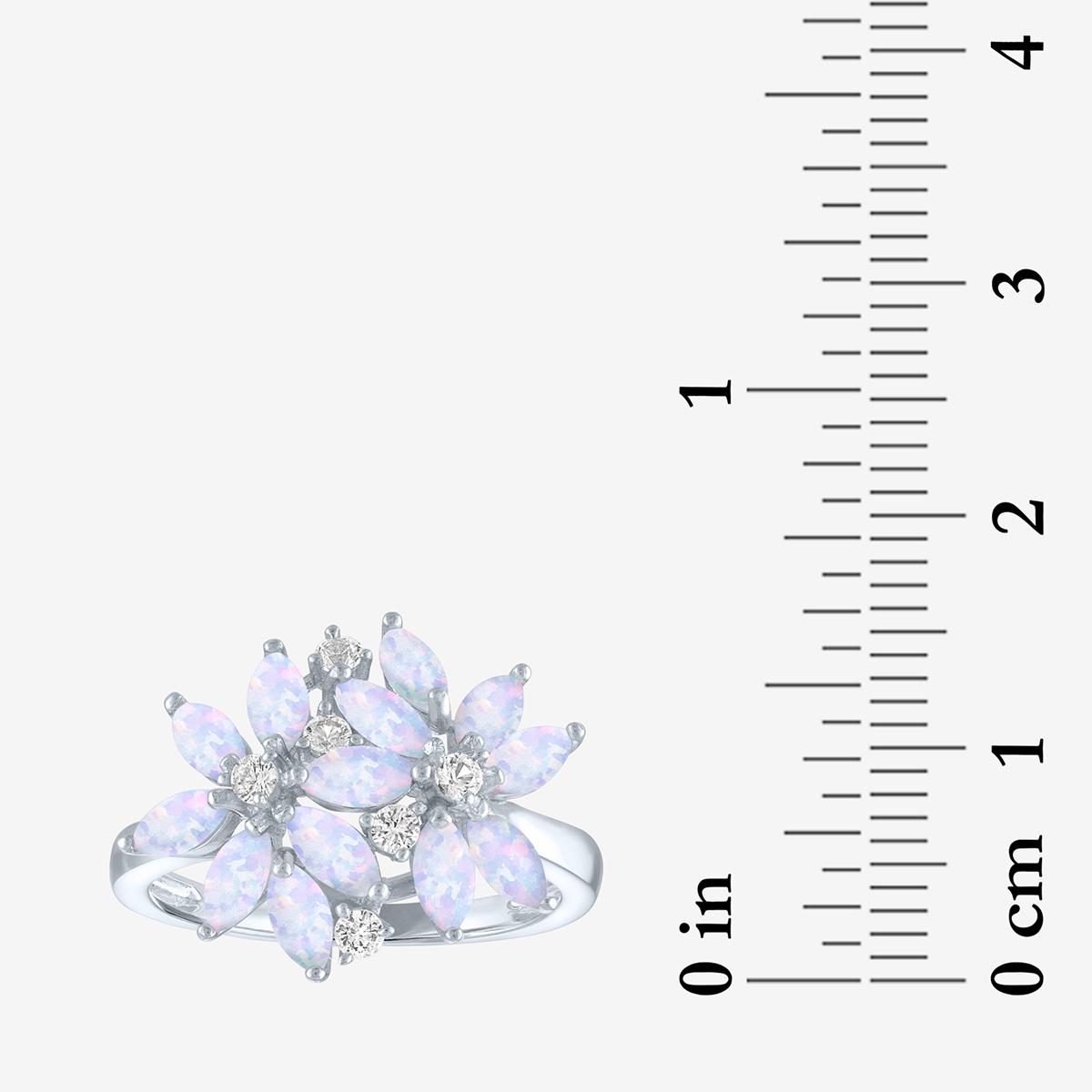 Gemstone Classics™ Lab Grown White Sapphire & Opal Floral Ring