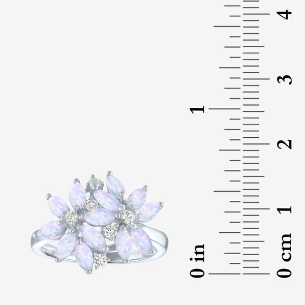 Gemstone Classics™ Lab Grown White Sapphire & Opal Floral Ring