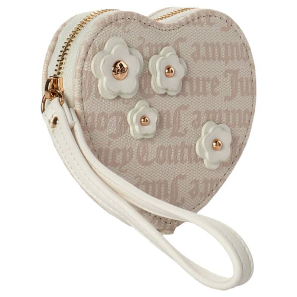 Womens Juicy Couture Juicy Bouquet Heart Zip Around Wristlet