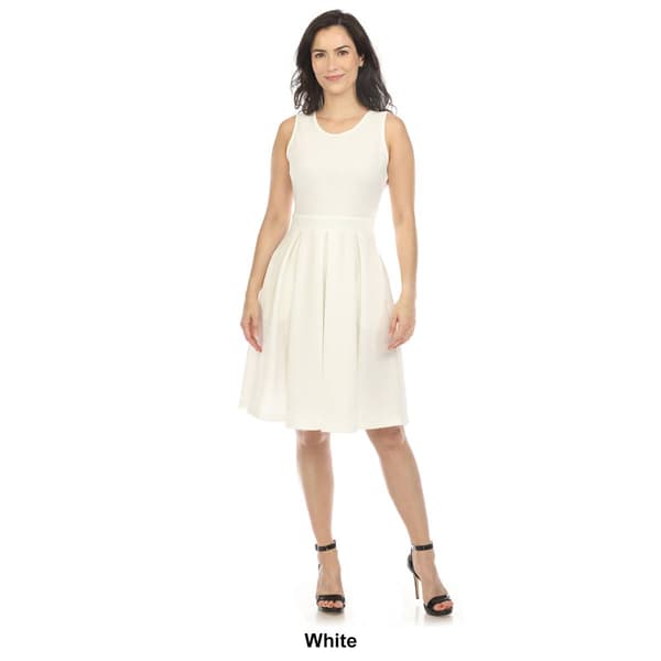 Womens White Mark Solid Fit and Flare Dress