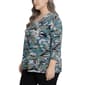 Plus Size NY Collection 3/4 Sleeve Abstract O-Ring V Neck Blouse - image 3