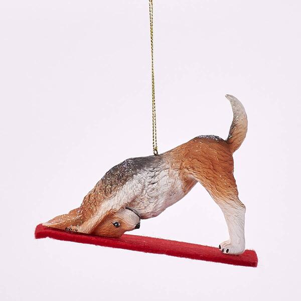 Polyresin Beagle Doing Yoga Ornament - image 