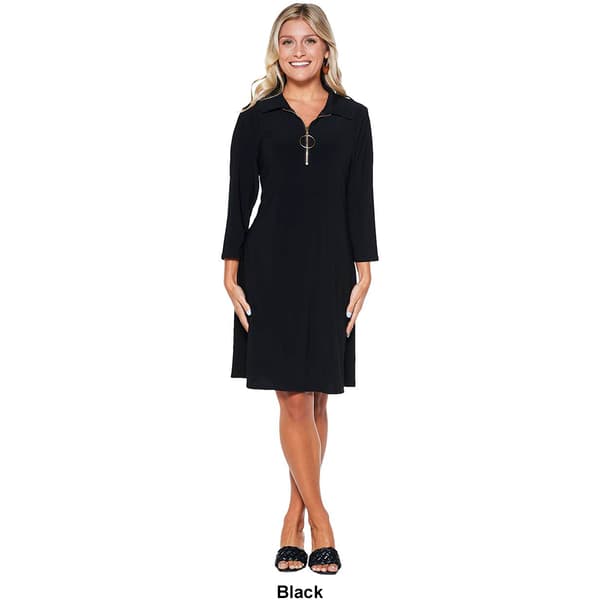 Petite MSK Long Sleeve Half Zip Swing Sheath Dress