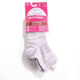 Womens Dr. Motion 2pk. Basic Compression Quarter Socks-Light Grey