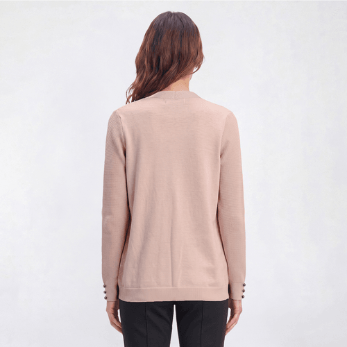 Womens Verve Ami Long Sleeve Waffle Stitch Cardigan - Shy Blush