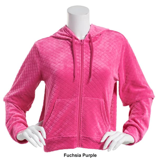 Juniors Jolie & Joy Embossed Velour Zip Up Hoodie