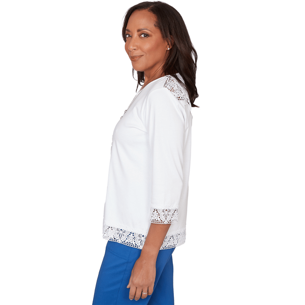 Womens Alfred Dunner The Royal Treatment Lace Trim Blouse