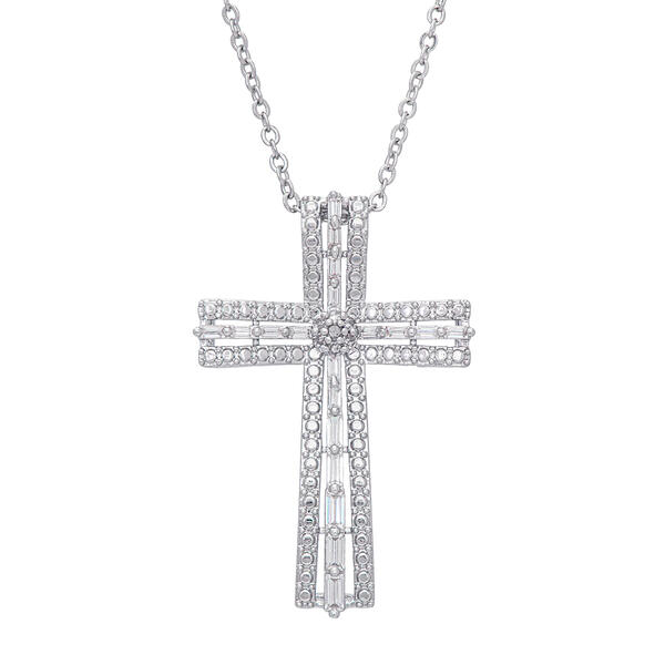 Gianni Argento Diamond Baguette Design Cross Pendant - image 