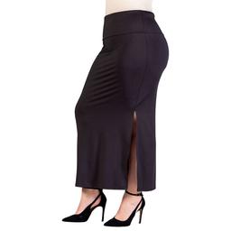 Plus Size 24/7 Comfort Apparel Versatile Side Slit Maxi Skirt