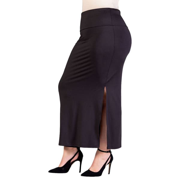Plus Size 24/7 Comfort Apparel Versatile Side Slit Maxi Skirt