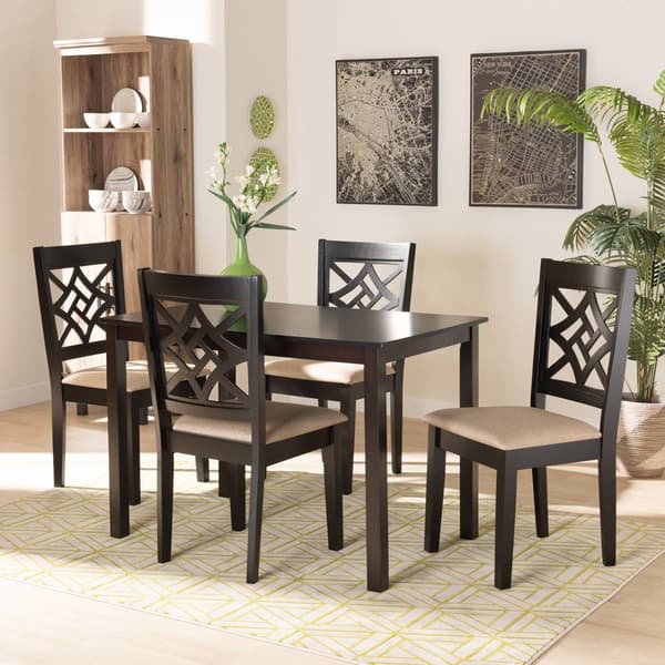 Baxton Studio Nicolette Sand/Dark Brown 5pc. Dining Set