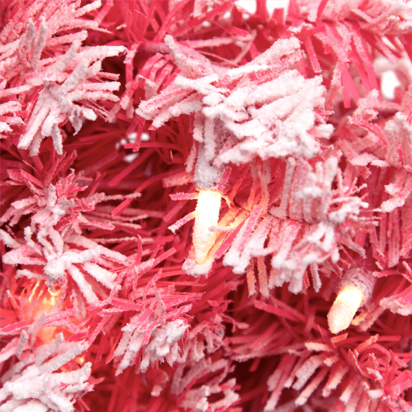 Northlight 24in. Pre-Lit Flocked Pink Artificial Christmas Wreath
