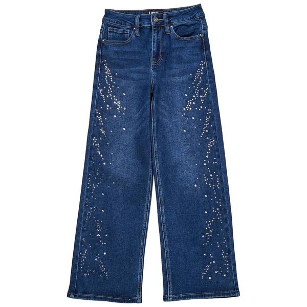 Girls (7-14) Urban Rise Wide Leg Rhinestone Embellished Jeans