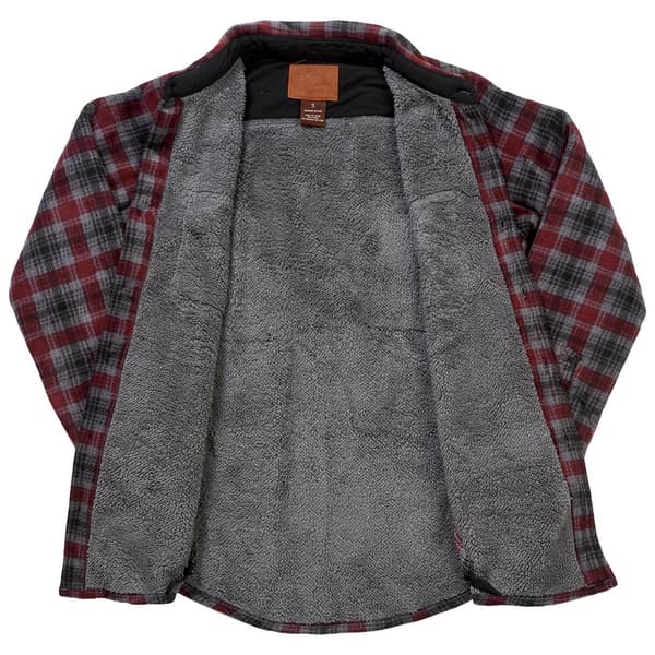 Mens Moutain Ridge Plaid Shirt Jacket - Wine/Ash