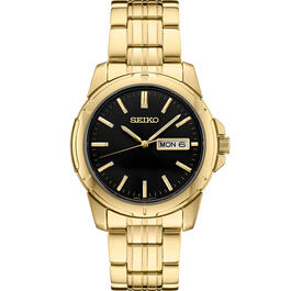 Mens Seiko Essentials 39mm Gold-Tone Bracelet Watch - SUR358