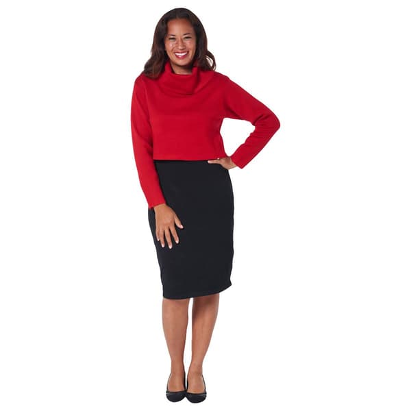 Womens Nina Leonard Solid Cowl Neck Popover Sweater Dress - image 