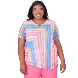 Plus Size Alfred Dunner Paradise Island Spliced Stripe Top