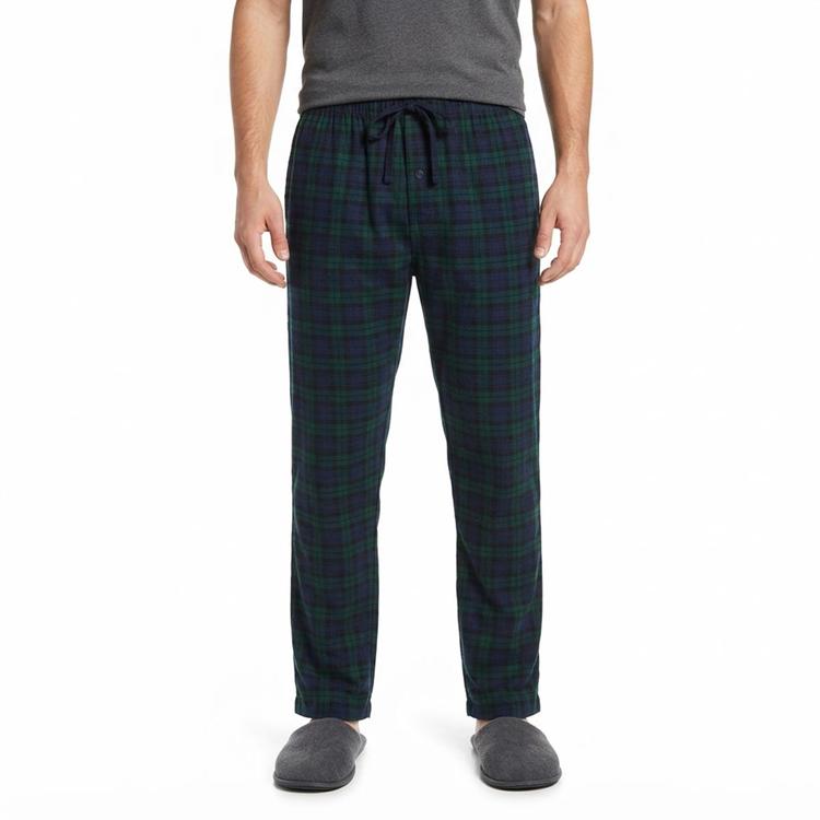 Mens Preswick & Moore(R) Flannel Plaid Sleep Pants - Green/Navy