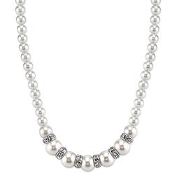 1928 Pearl & Crystal Rondell Single Row Necklace