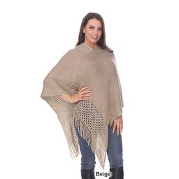 Womens White Mark Sansa Gold Knit Fringe Poncho