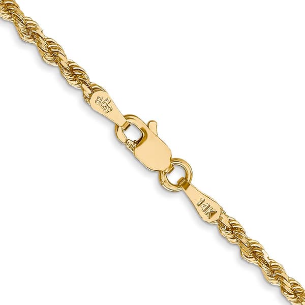 Unisex Gold Classics&#40;tm&#41; 2.25mm. 14k Diamond Cut Rope Chain Necklace - image 