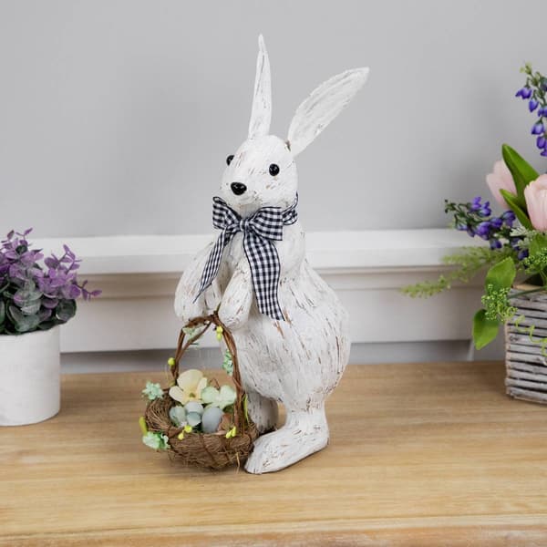 Northlight Seasonal Rustic Rabbit w/ Easter Basket Figurine