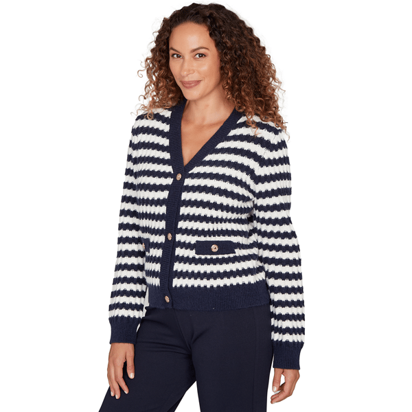 Womens Emaline Golden Nautica Zig Zag Button Front Cardigan