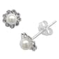 Marsala Sterling Silver Crystal & Pearl Stud Earrings - image 1
