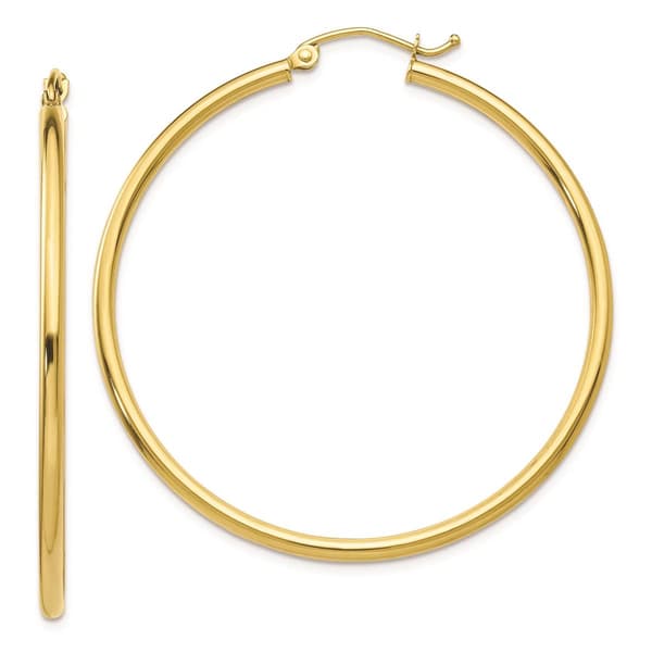 Gold Classics(tm) 10kt. Polished 42mm Tube Hoop Earrings - image 