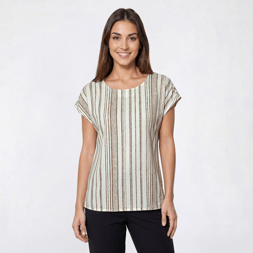 Womens Cure Extended Slit Shoulder Sleeve Stripe Blouse - image 