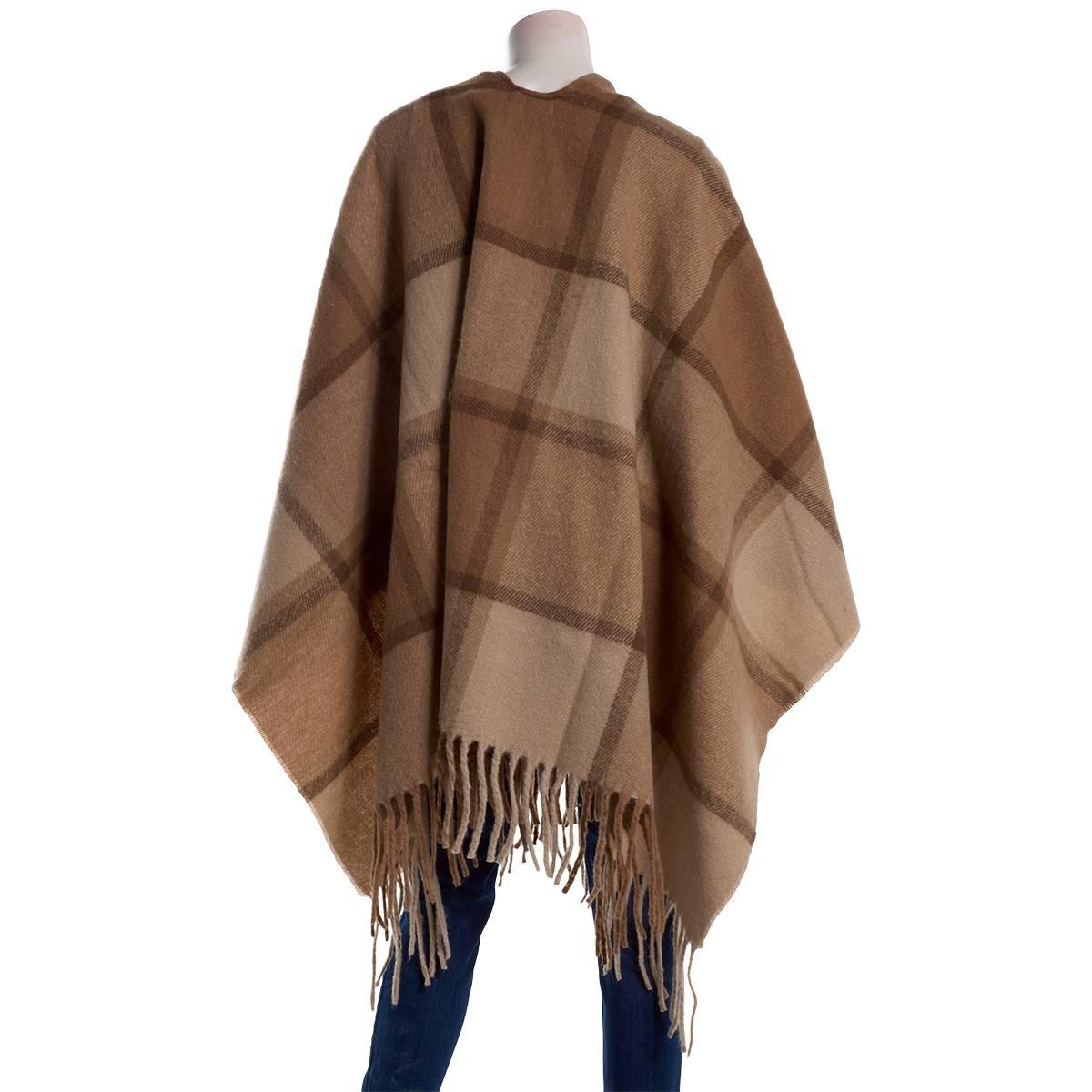 Womens Modena Woven Camel Plaid Ruana