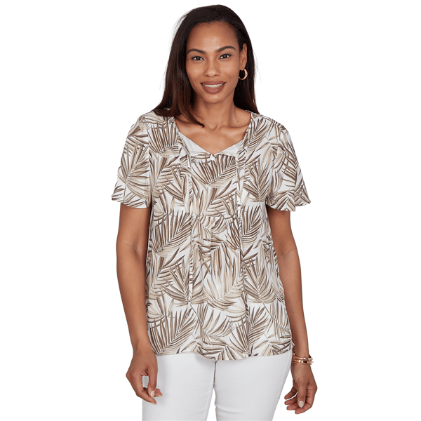 Womens Emaline Verde Grove II Short Sleeve Tie Neck Blouse - image 
