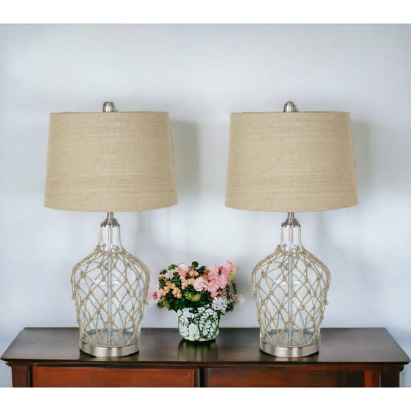 9th & Pike&#174; 28in. Beige Shade Silver Metal Table Lamp