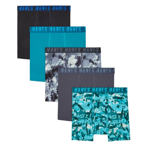 Boys Hanes&#174; Moves 5pk. Solid/Camo XTemp&#174; Boxer Briefs