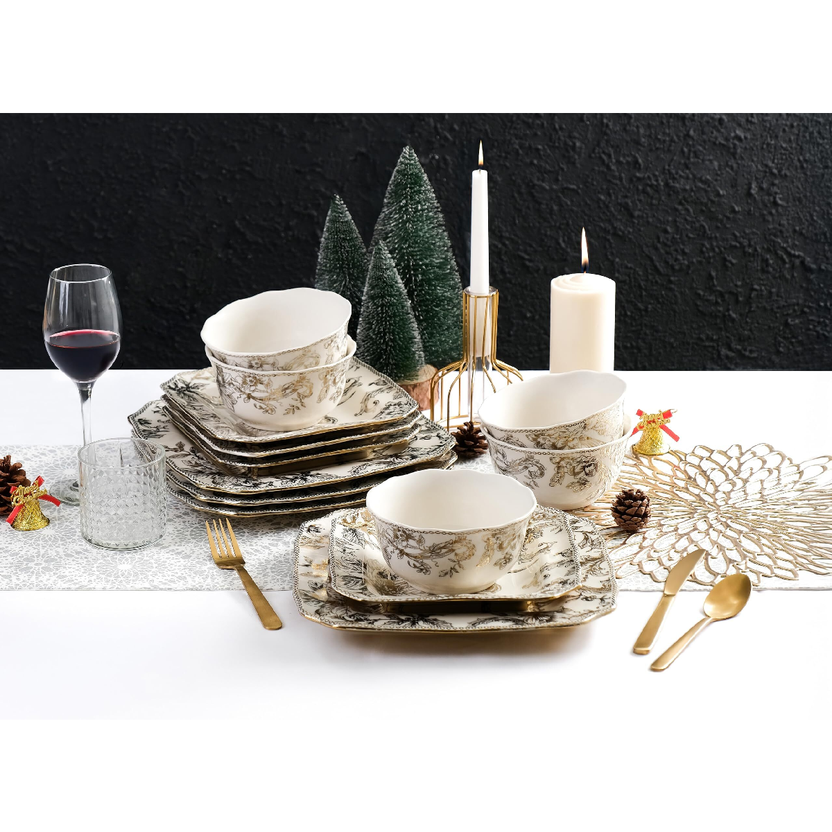 222 Fifth Christmas Lane Electroplate 12pc. Dinnerware Set